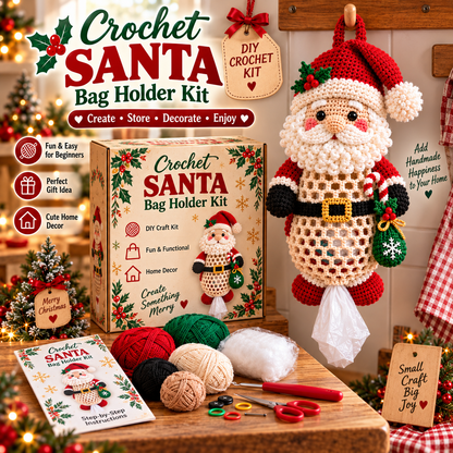 🎄 Christmas Crochet Bag Holder DIY Kit – Cute & Functional Handmade Holiday Storage Decor 🎁
