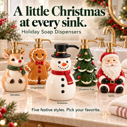 🎄 Christmas Cheer Ceramic Soap Dispenser – A Festive Touch for Your Sink ✨