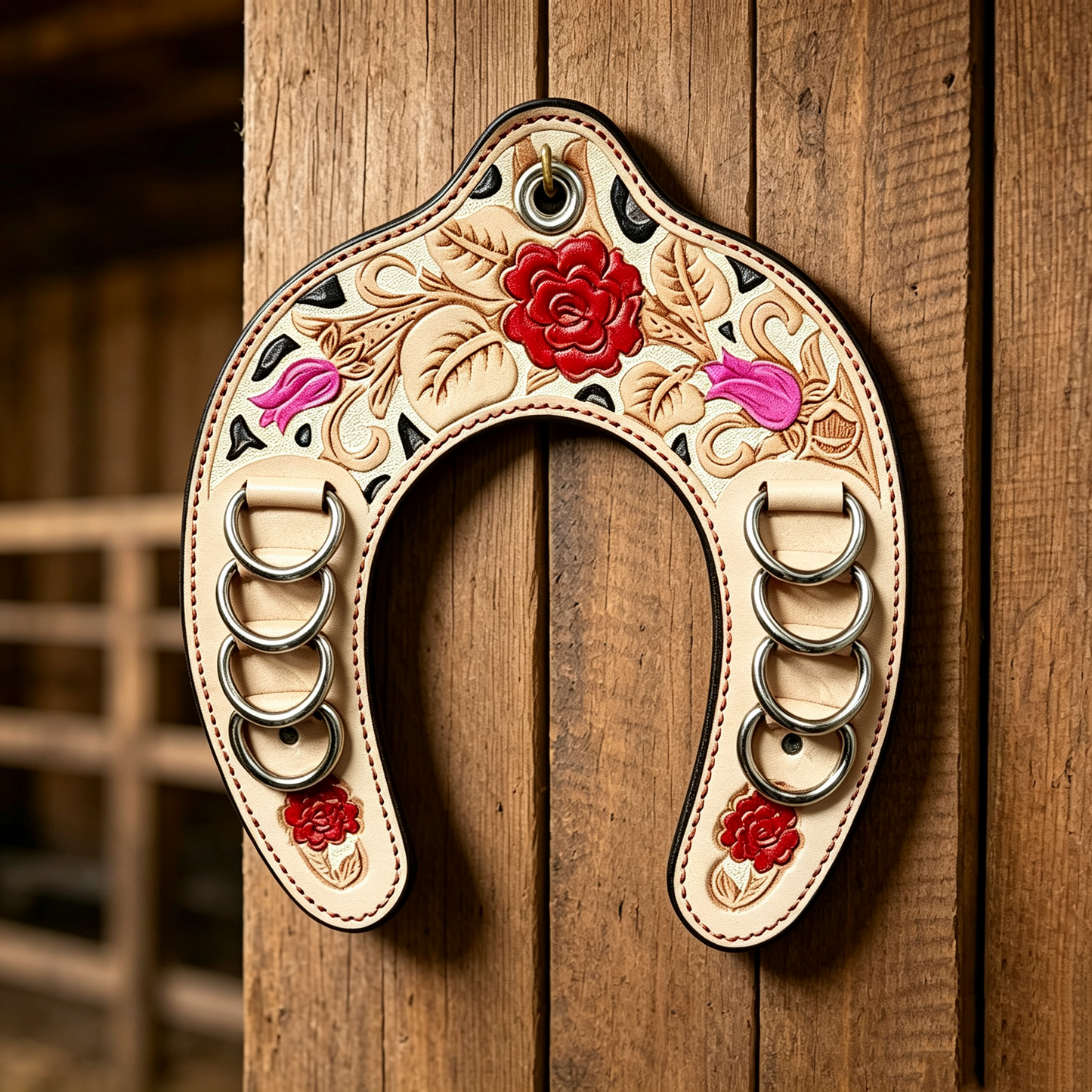 🔥 Handcrafted Leather Horseshoe Wild Rag Holder | Western Scarf & Bandana Organizer (📦Buy 2 Free Shipping)