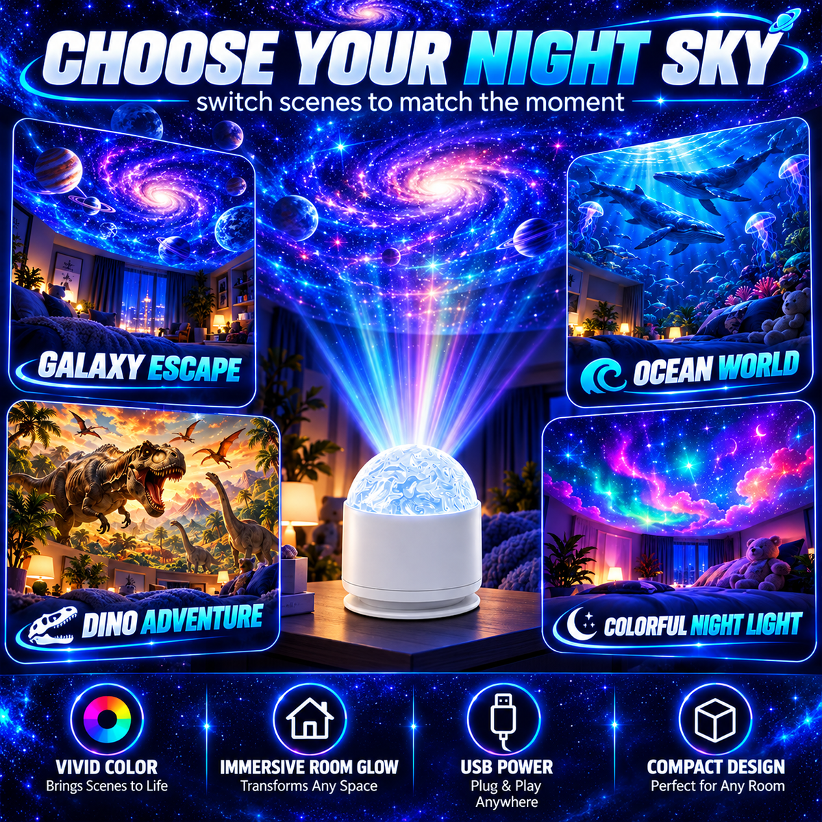 Transform Your Room After Dark.