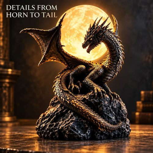 🐉 Gotische Drachenmond-Globus-Statue-Lampe