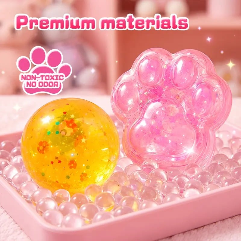 Kawaii DIY Cat Paw Squishy Kit, Make Your Own Mochi Squishy Stress Relief Fidget Toy, ASMR Sensory Craft Kit for Kids, Birthday Holiday Gift