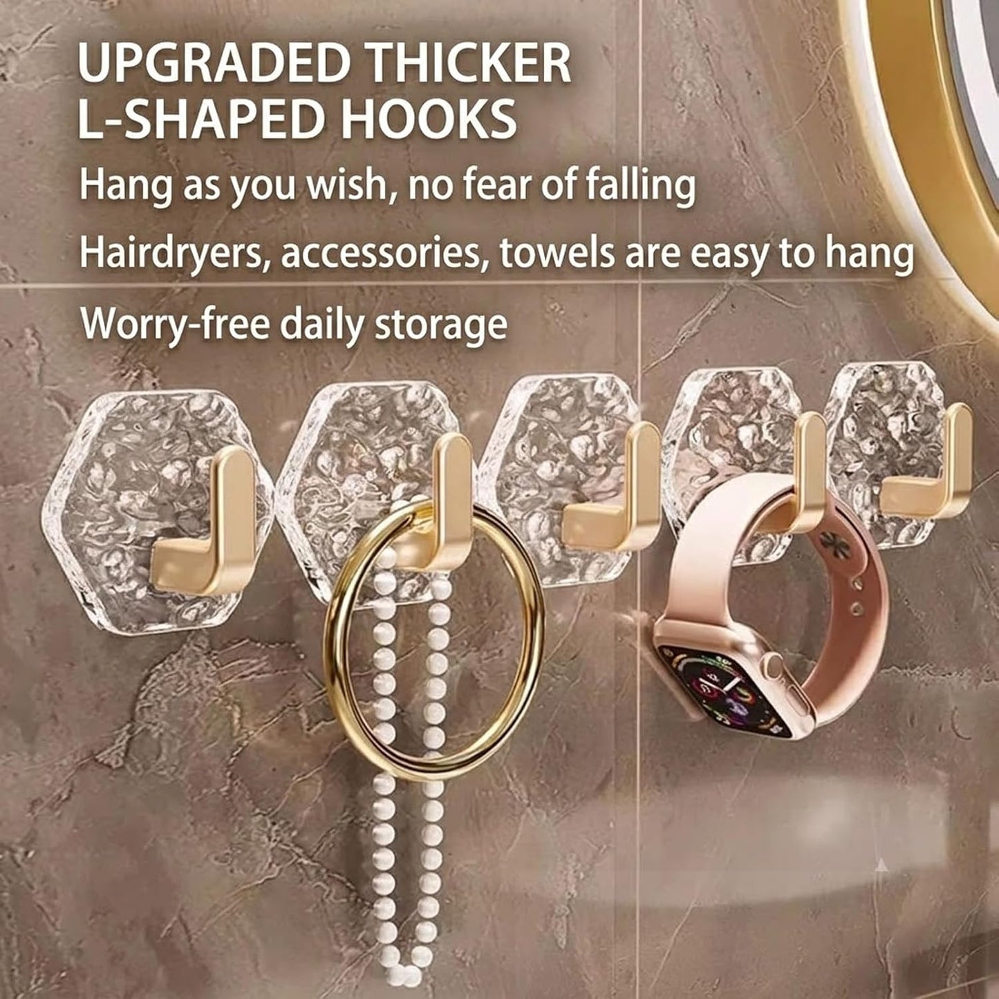 🛠️10 Pack Hexagonal Ripple Heavy Duty Hooks for Bathroom, Kitchen & Household Organization