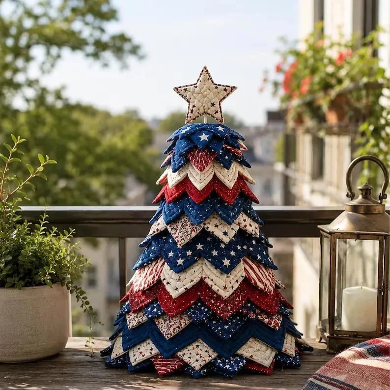 🔥 🎄Americana Christmas Tree Quilt Kit – Easy Layered Fabric Holiday Décor for Quilting Lovers