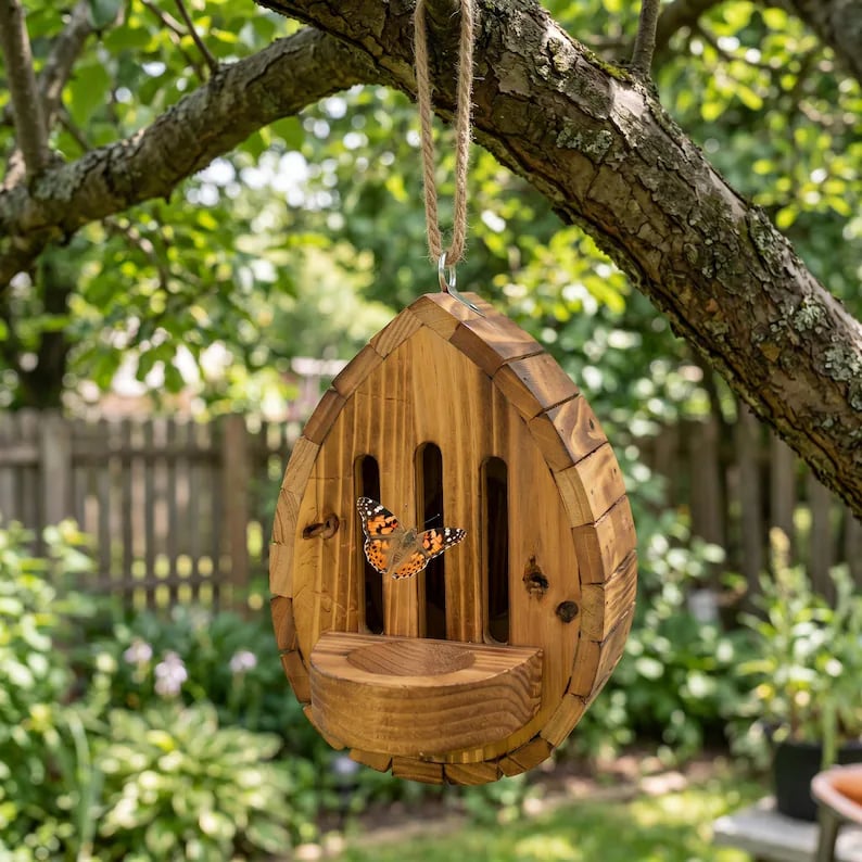 🎉Handmade Garden Butterfly House with Feeder Station🦋