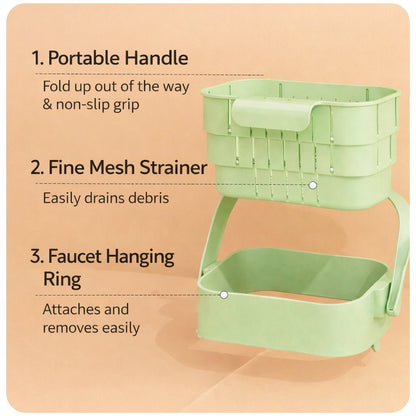2-in-1 Foldable Sink Colander - Anti-Clog Filter & Organizer