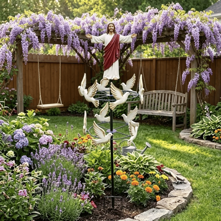 🔥HOT SALE 49% OFF✝️🙏🕊️The Divine Jesus & Holy Dove Garden Wind Spinner⛪🛐