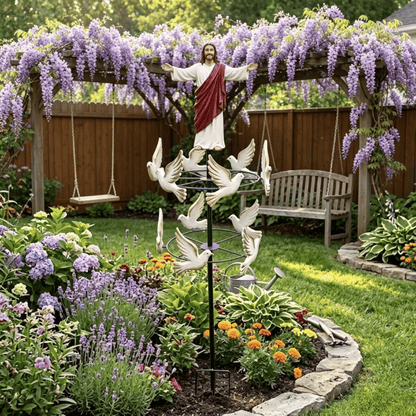 🔥HOT SALE 49% OFF✝️🙏🕊️The Divine Jesus & Holy Dove Garden Wind Spinner⛪🛐