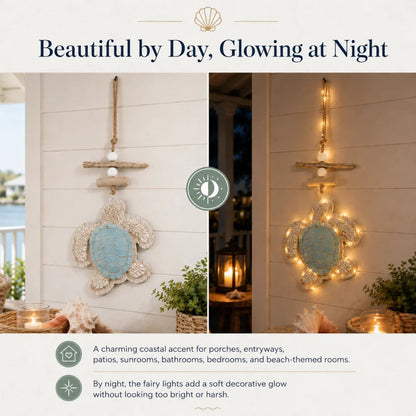 Lighted Coastal Sea Turtle Hanging Wall Decor with Remote