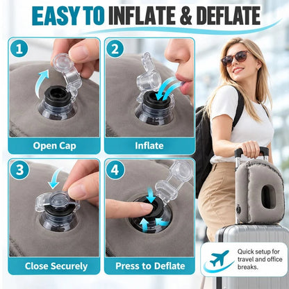 ✈️💤 Portable Inflatable Airplane Sleep Pillow — Forward & Side Rest Support