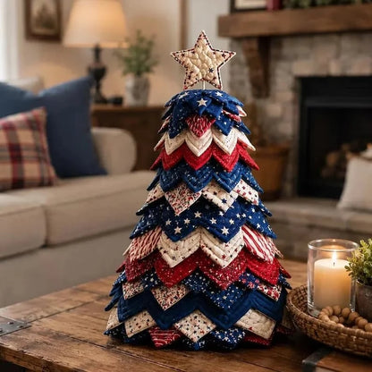 🔥 🎄Americana Christmas Tree Quilt Kit – Easy Layered Fabric Holiday Décor for Quilting Lovers