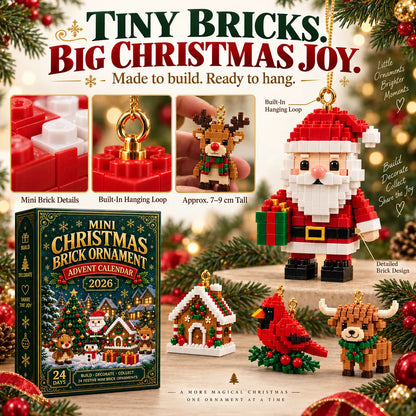 🎁🎄24-Day Mini Christmas Brick Ornament Advent Calendar | 24 Unique Buildable Holiday Ornaments to Create, Hang & Keep 🧱