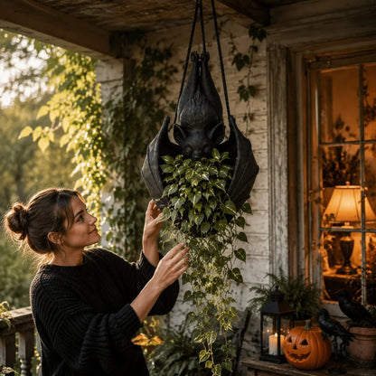 🎉🦇 Hanging Bat Plant Pot🎃Spooky Garden Decor Planter