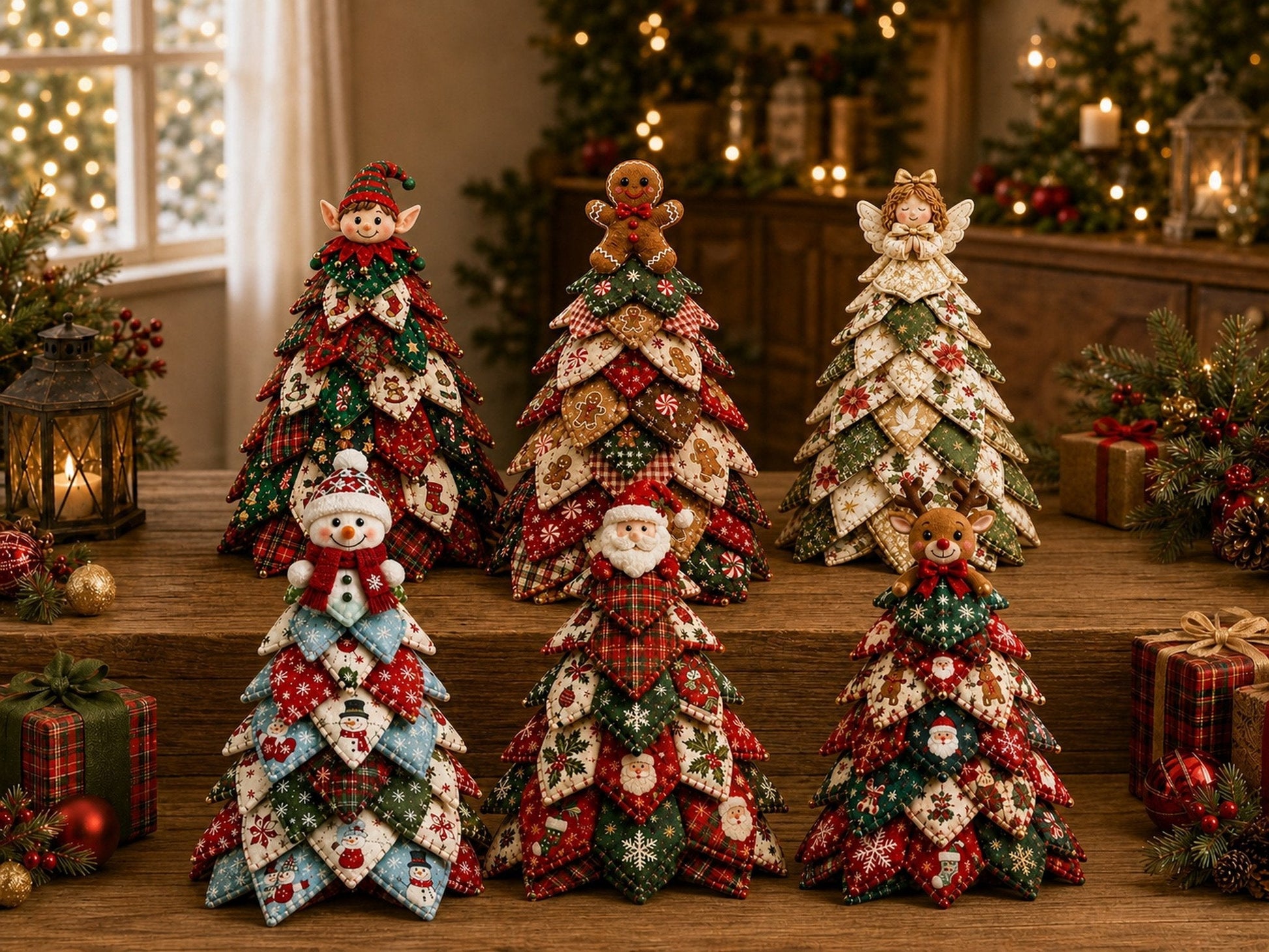 🎄HOT SALE 50% OFF 🧵DIY Quilted Christmas Tree Kit – Handmade Fabric Holiday Tabletop Tree Decor