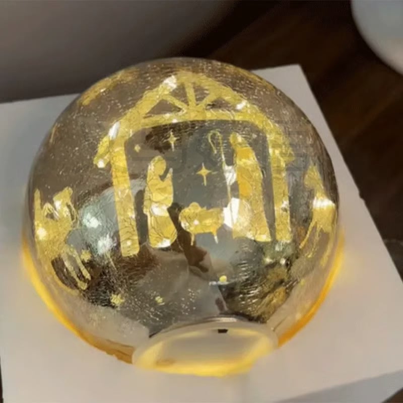 🎁🎉Only $35.99 This Week🎉✝️Light-up cracked glass ball with Jesus and reindeer design🫎