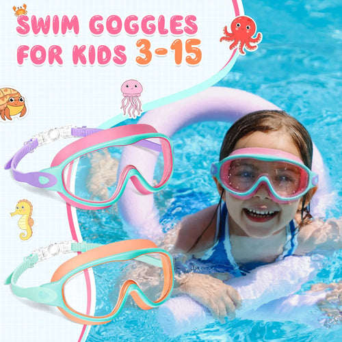 🏆🏊 Crystal Clear Kids Swim Goggles (2-Pack) | Anti-Fog, Leak-Proof & UV Protection