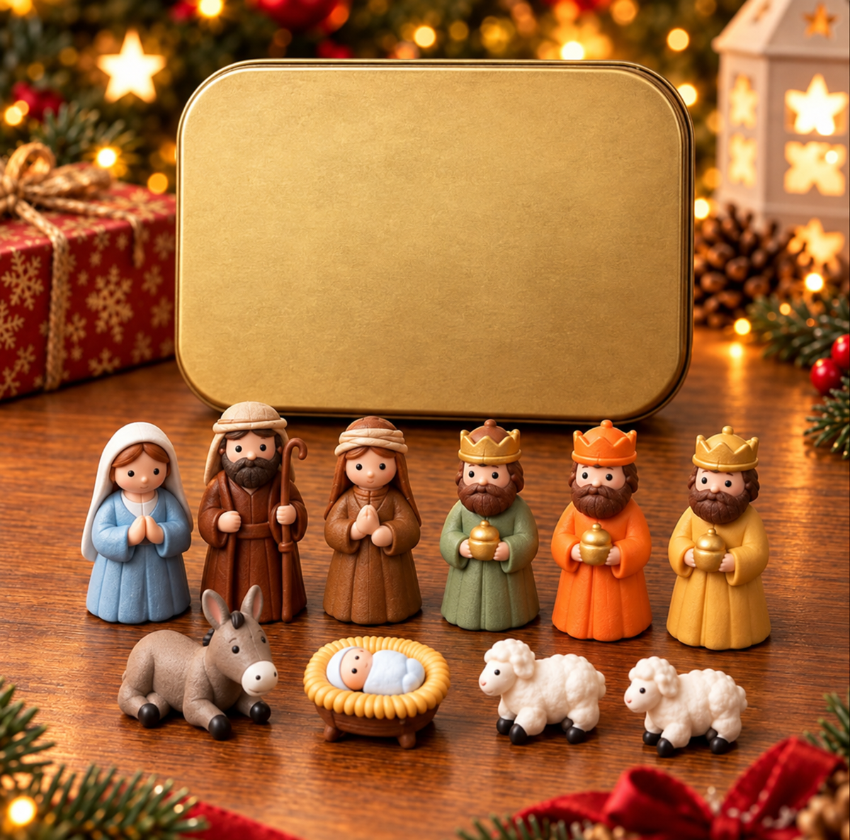 ✝️ Mini Nativity Scene Keepsake Tin — Pocket-Sized Christmas Holy Family Set