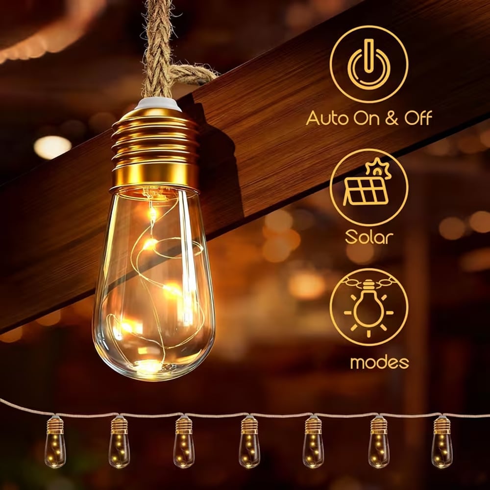 ✨ Jute Rope Bulb String Lights