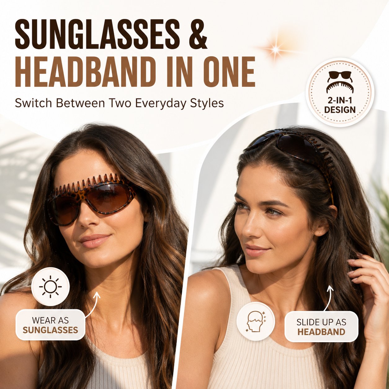😎2-In-1 Tortoiseshell Headband Sunglasses
