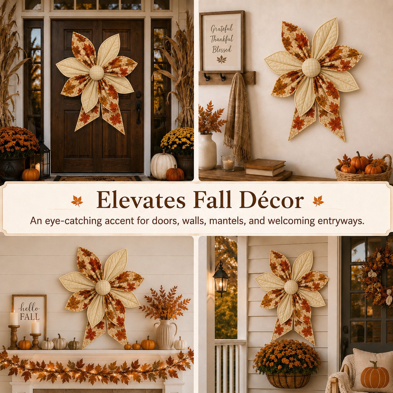 🎀 DIY Oversized Quilted Bow Sewing Kit – 23–25 in Seasonal Door Décor