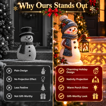 ⛄ Last Day 49% Snowman Nativity Glow™ –  Christmas Step Light with Holy Family Projection