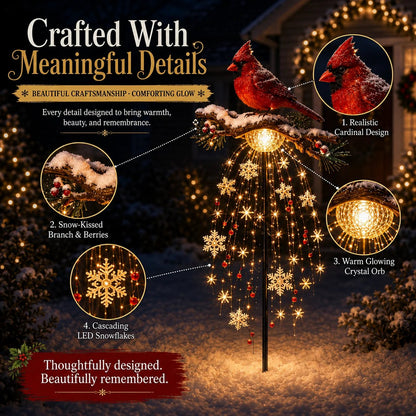 ❤️ Cardinal Memory Fountain ❤️– Lighted Christmas Remembrance Garden Decor