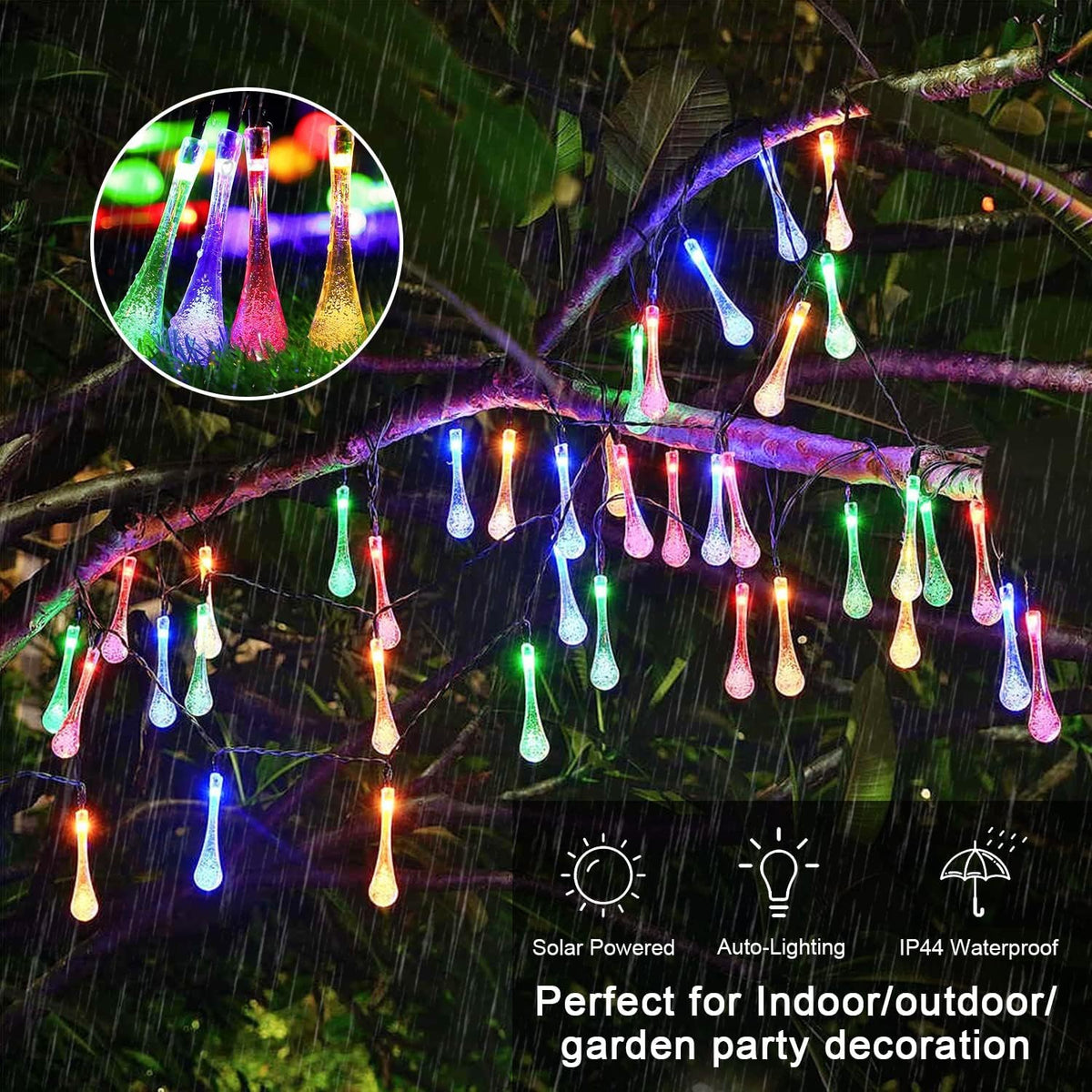 🔥No electricity bill all year round, 69% off✅ Outdoor solar-powered teardrop string lights