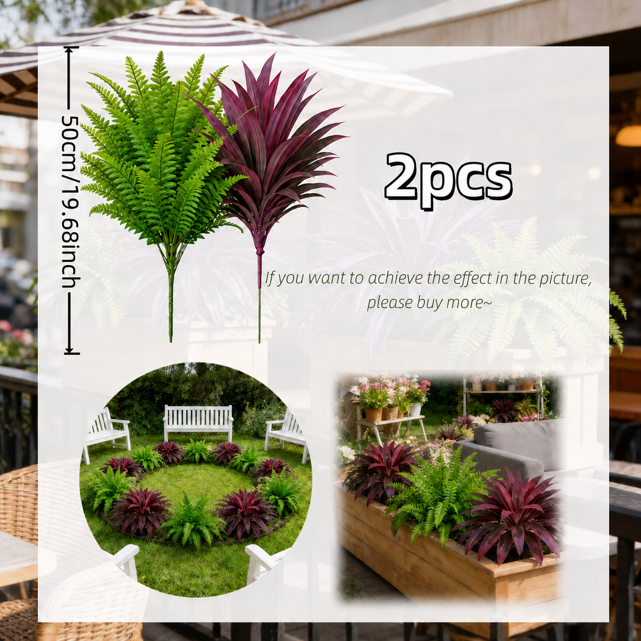 🔥BUY 1 GET 1 FREE (2 PCS) 💥 UV-Resistant Artificial Fern & Red Dracaena Decorative Plants – Full, Lush & Fade-Resistant!