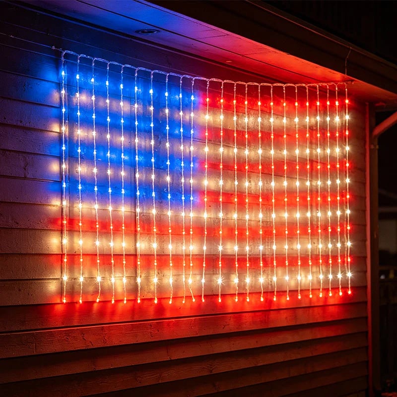 ✨Patriotic Flag Net Lights – USB, Waterproof, 50,000-Hour✨