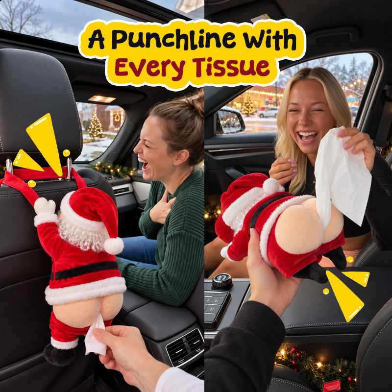 🎅 Funny Santa Butt Tissue Box – Cheeky Christmas Decor & White Elephant Gift 🎁