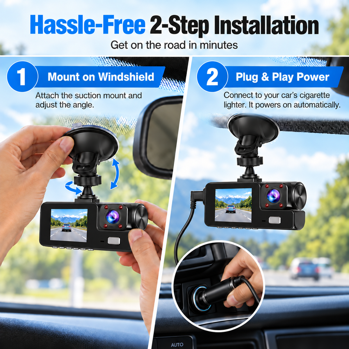 👀Upgraded 360° Protection Dash Cam: 🚗Triple-Lens 1080P Front • Cabin • Rear – Never Drive Blind Again! 🚗🛡️