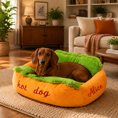 Custom Hot Dog Shape Dog Bed