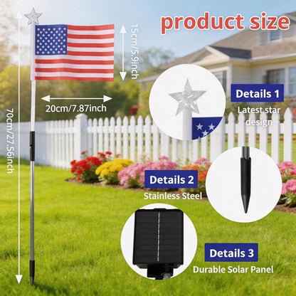 🔥🔥🔥8 Pack Solar American Flag Lights Outdoor,American Flag Pathway Lights, Solar Flag Lights, Auto On/Off 8Modes IP65 Waterproof, 4th of July Decorations Outdoor for Yard Garden Memorial Day 250Th-JKL
