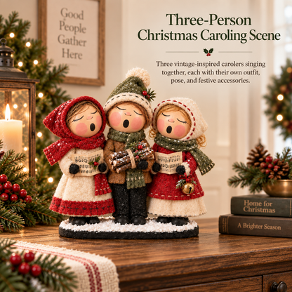 Vintage Christmas Carolers Figurine – Cozy Farmhouse Holiday Tabletop Decor
