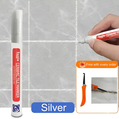TileMarker 1+2 FREE - Anti-Mold Ceramic Tile Joint Pen Marker with Grout Hook Knife