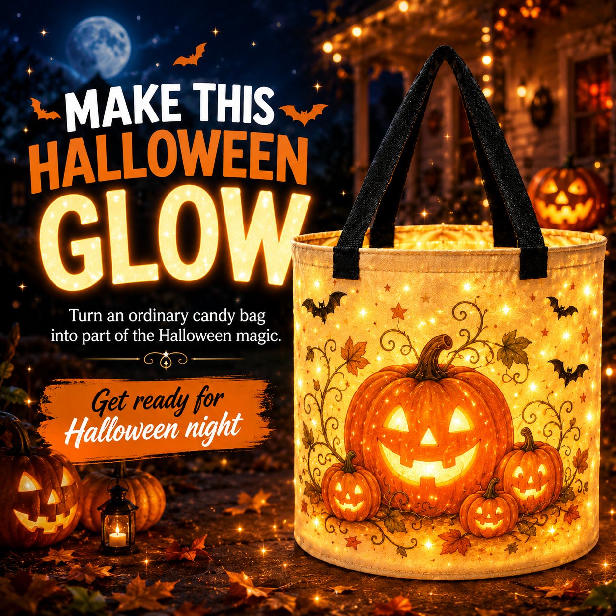 🎃Glow & Go™ LED Halloween Trick-or-Treat Candy Bag🍬