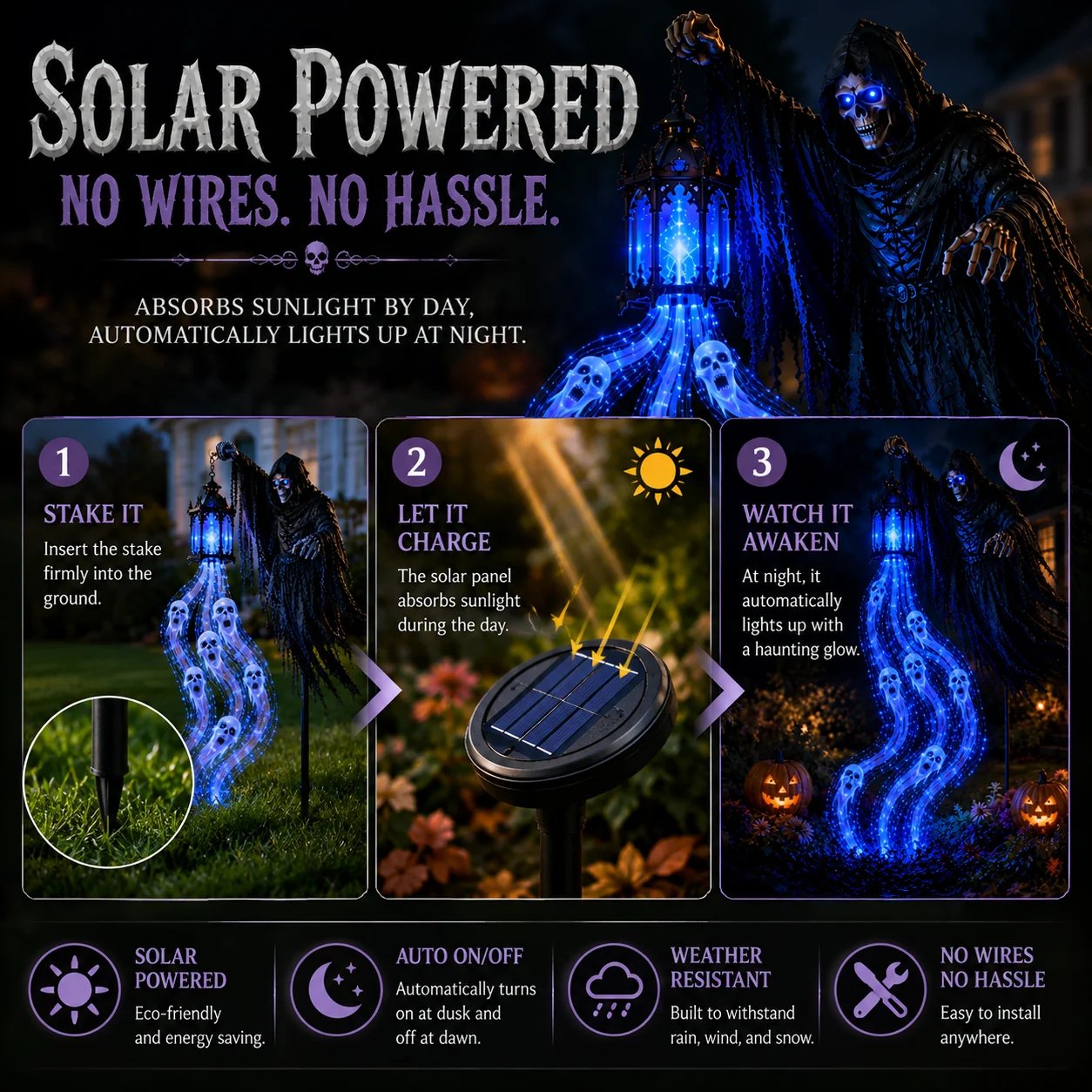 🔥 Today Only: 51% OFF 🎁Animated Halloween Headless Horseman Garden Light 💀