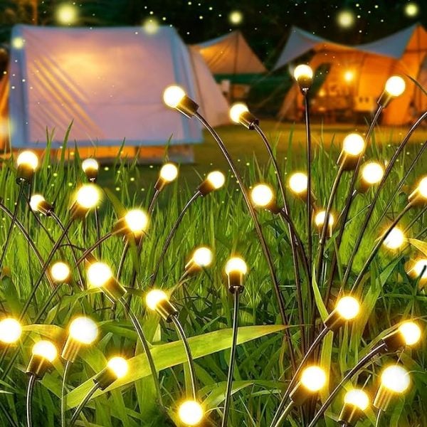 💡Solar Firefly Garden Lights 4/8 Pack – Waterproof Outdoor Stake Lights, 32/64 LED Flickering Firefly Glow Solar Pathway Lights for Yard, Patio & Landscape Decor