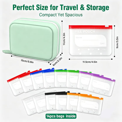 💊 A8 Waterproof Pill Pouch Set – Large Weekly Travel Medicine Organizer
