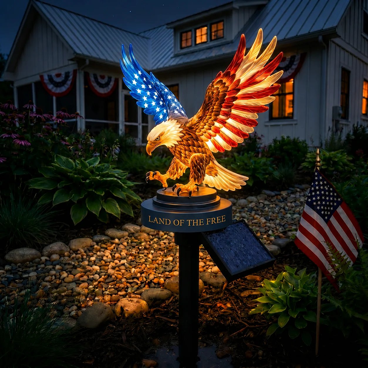 🦅Solar Eagle Garden Light 🎁– A Glowing Tribute to American Freedom✨