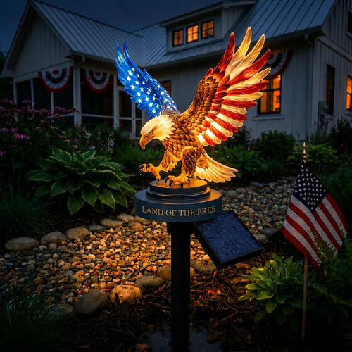 🦅Solar Eagle Garden Light 🎁– A Glowing Tribute to American Freedom✨