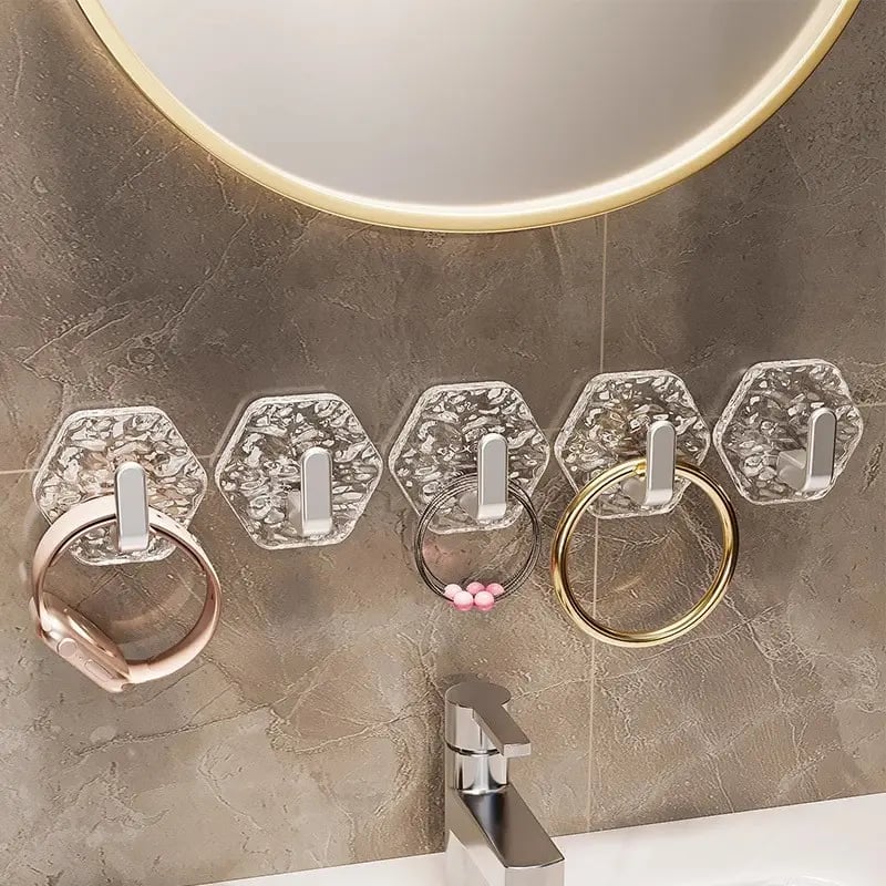 🛠️10 Pack Hexagonal Ripple Heavy Duty Hooks for Bathroom, Kitchen & Household Organization