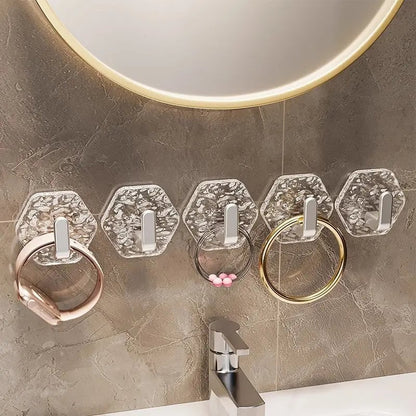 🛠️10 Pack Hexagonal Ripple Heavy Duty Hooks for Bathroom, Kitchen & Household Organization
