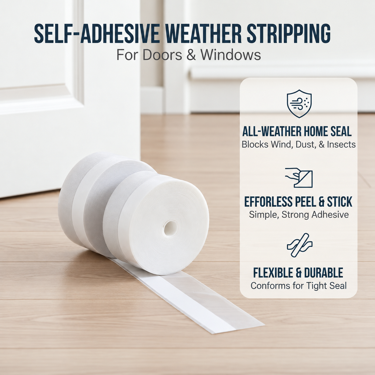 🌡️ 2026 Hot Sale🥳50k+ Sold! 💝self-adhesive Weather Stripping – Wind-proof, Insulates & Easy To Apply 🏠