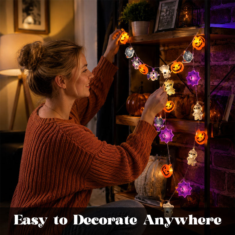 🎃 Halloween LED Pumpkin String Lights – Create A Spooky Glow For Your Home