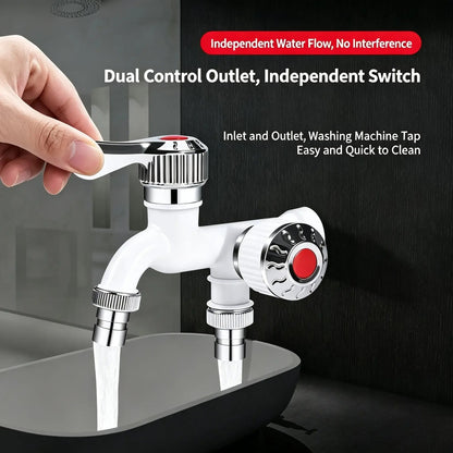 🔥😍✨Buy 1 Get 1 Free✨ - 🚰Dual Outlet Washing Machine Plastic Faucet, 1 In 2 Out Water Plastic Tap