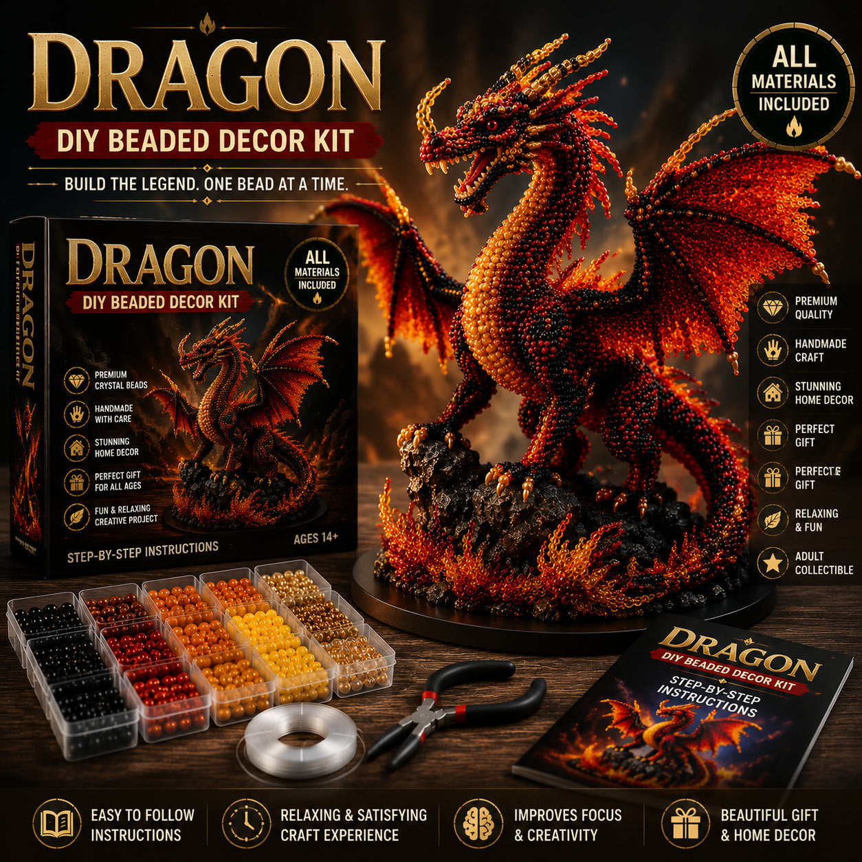 Phoenix DIY Beaded Decor Kit – Rise. Reborn. Legendary.🏆🐦