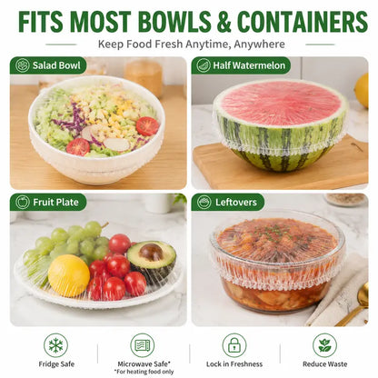 🛡️100 PCS Disposable Stretch Food Covers for Bowls & Plates