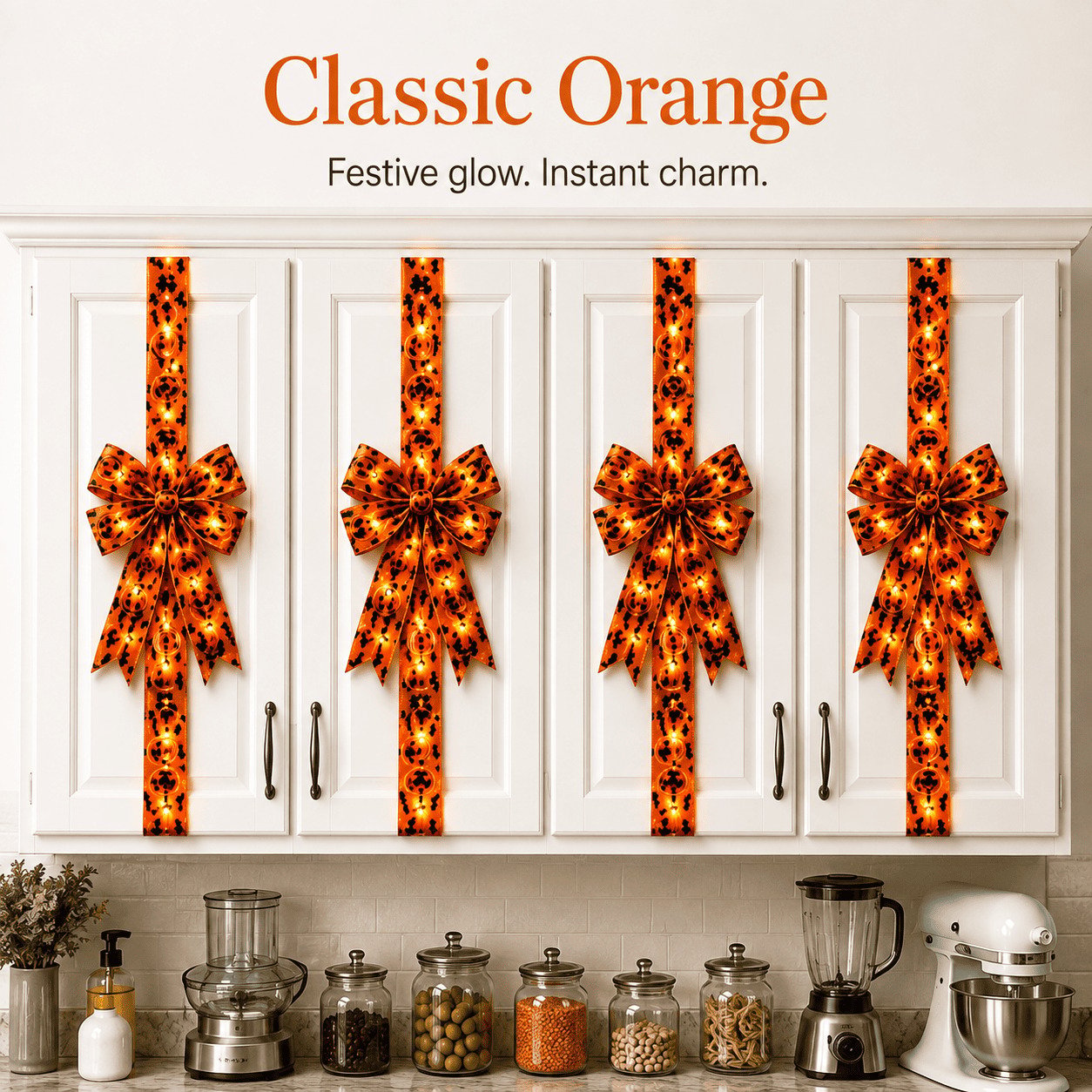 🔥Last Day 50% OFF 🎃Light-Up Halloween Cabinet Door Bow / Ribbon Decor