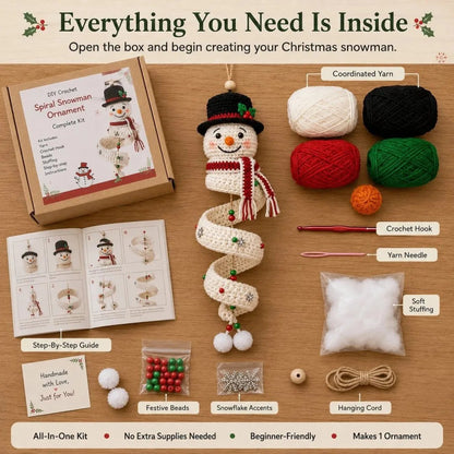 ☃️ DIY Spiral Crochet Snowman Kit